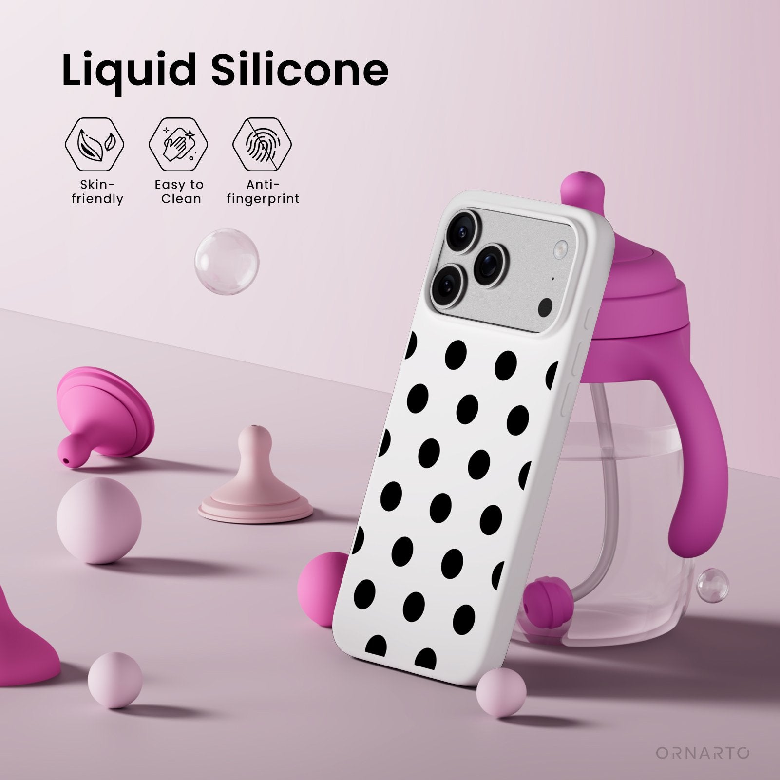Polka Dot Liquid Silicone Case for iPhone 17 Series