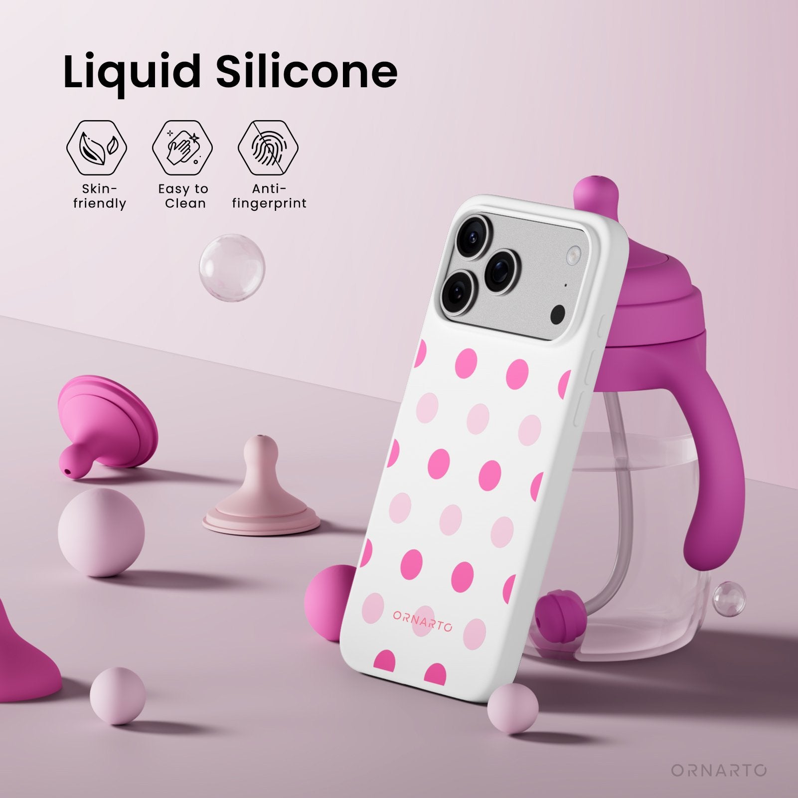 Polka Dot Liquid Silicone Case for iPhone 17 Series